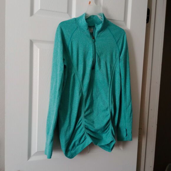 Athleta Women's Medium 1/4 Zip Pullover‎ Running Shirt Teal Long Sleeve Athletic - Picture 1 of 6